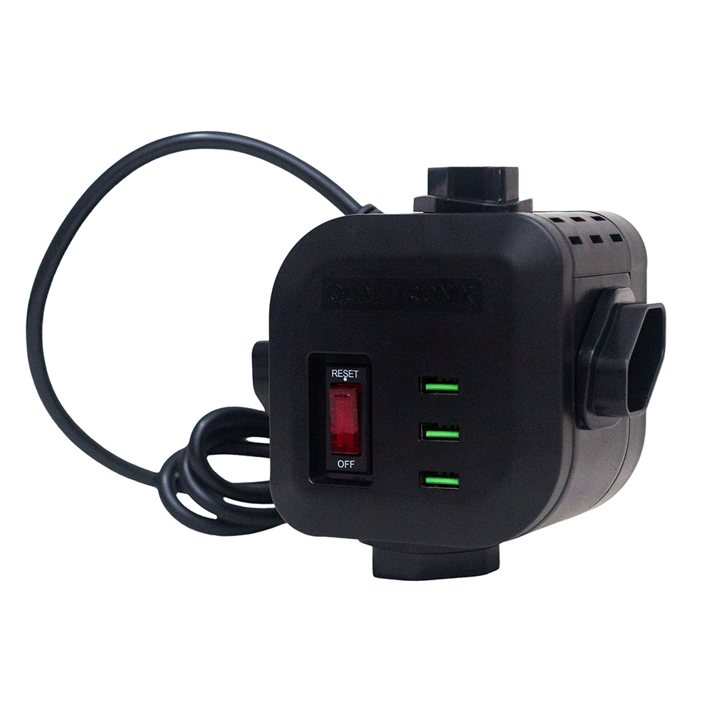 Central Protetora Filtro de Linha Torre 4 Tomadas, com Cabo, Preto + 3 USB + DPS - Modelo: QCFL4-CPUSB